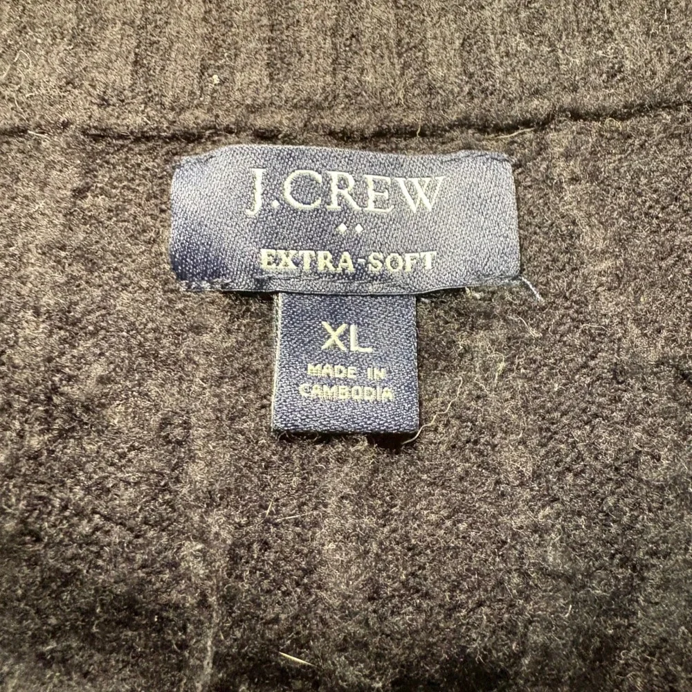 J.Crew Extra Soft Cable Knit Sweater Mens XL Black Crewneck Wool‎ Blend Pullover